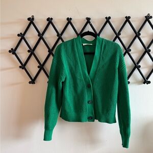 Everlane Cotton Boxy Cardigan - Kelly Green OVERSIZED XS fits loose on a M